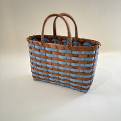 Retro Travel Tote in Vintage Blue & Brown