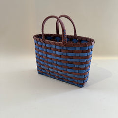 Retro Travel Tote in Blue & Brown