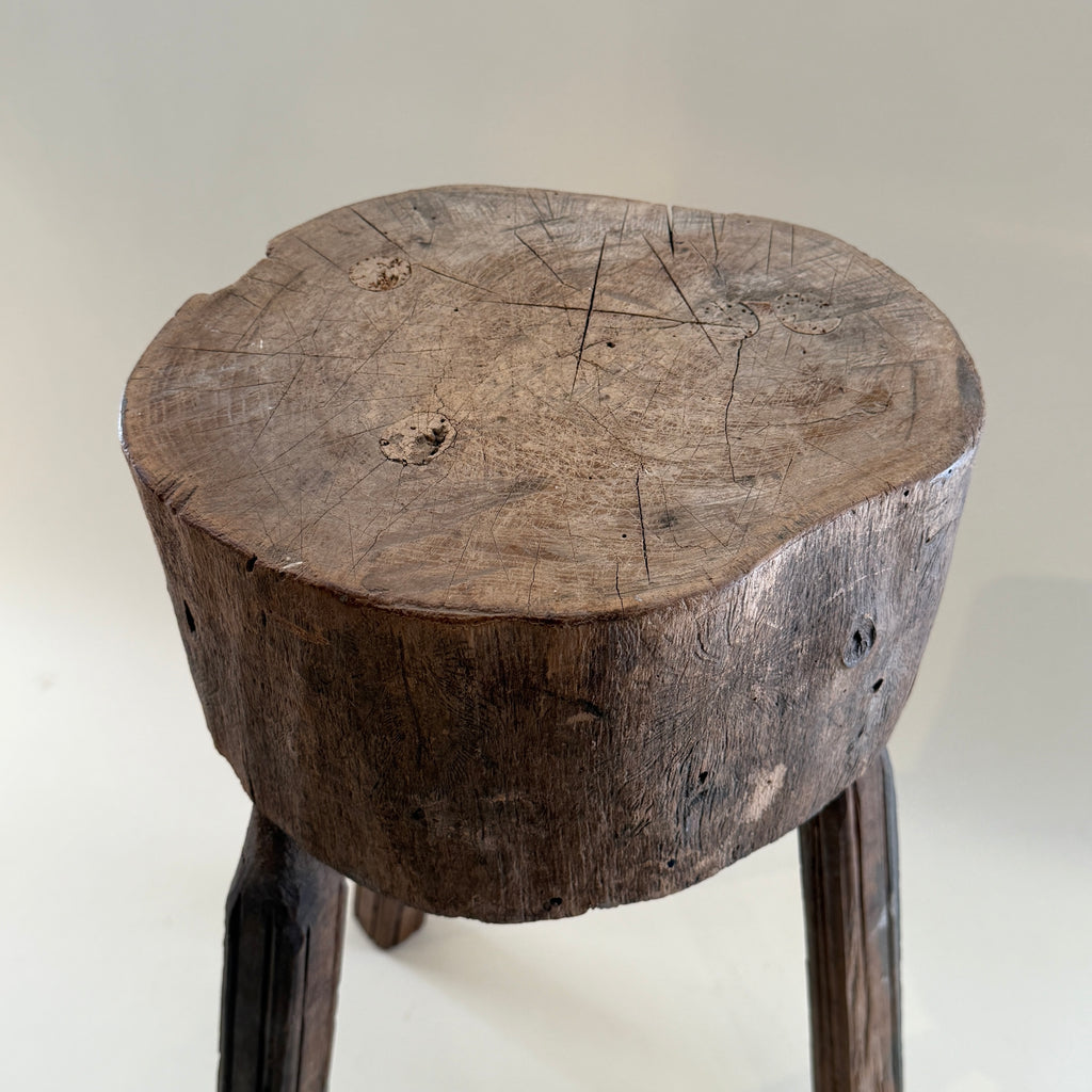 20th C. French Round Butcher's Block Table