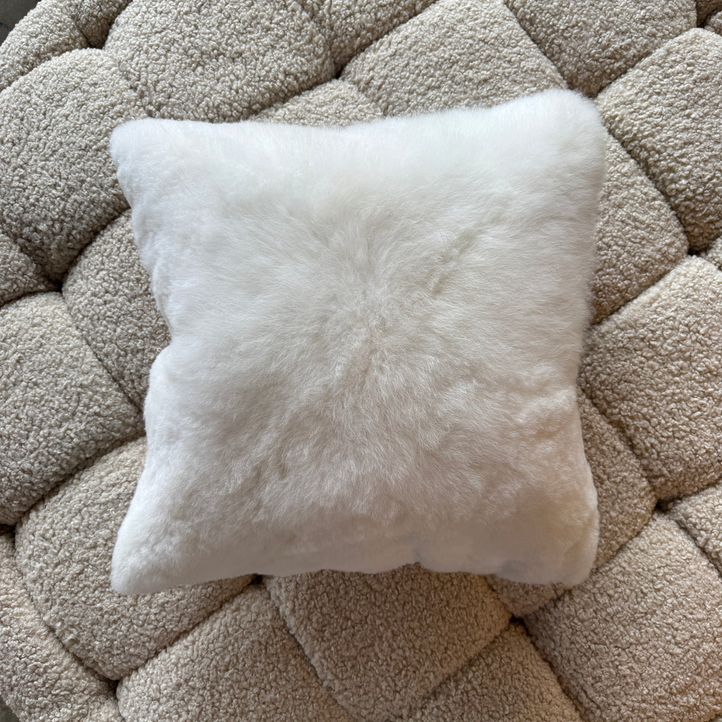 Square Alpaca Pillow in Snow White