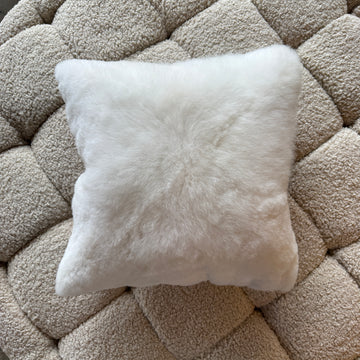 Square Alpaca Pillow in Snow White