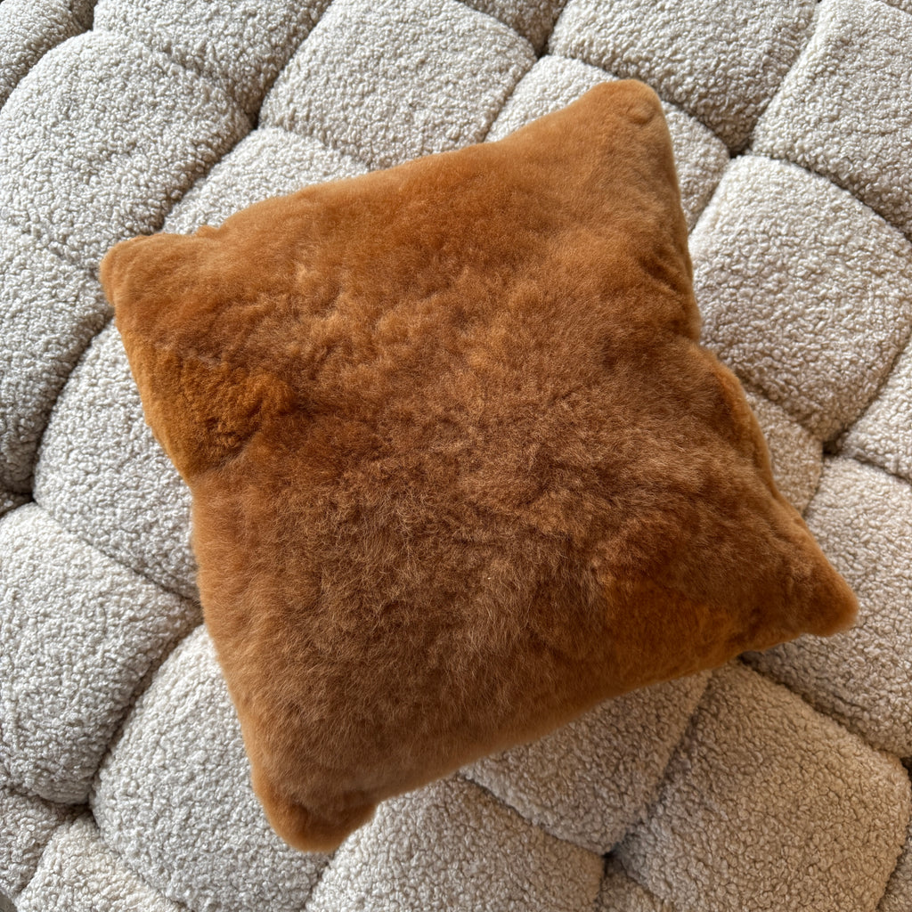 Square Alpaca Pillow in Caramel