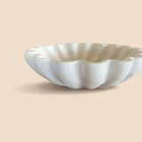 Large White Scalloped Marble Bowl
