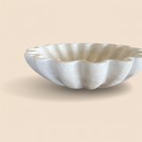 Large White Scalloped Marble Bowl