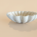 Large White Scalloped Marble Bowl
