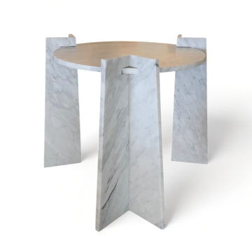 24" Round Arabascata Marble Table with 3 V-Shaped Legs, Honed Finish