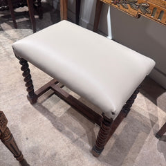 Barley Twist Stool Newly Upholstered in White , England