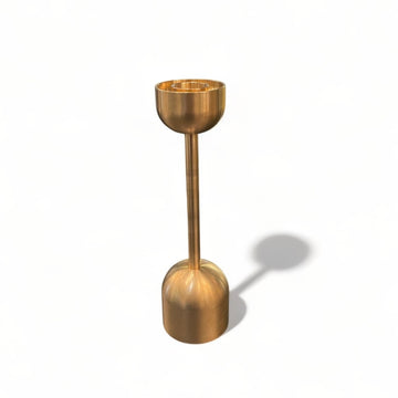 8" Small Solid Brass Candle Holder with Dome Shaped Top and Base