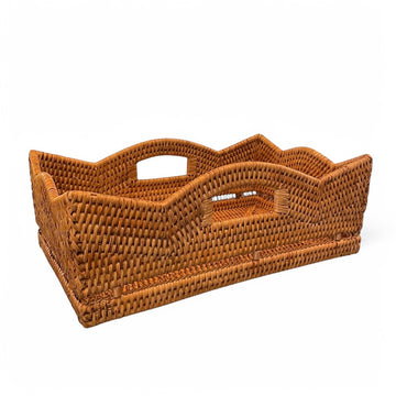 Rectangle Scallop Basket in Honey Brown