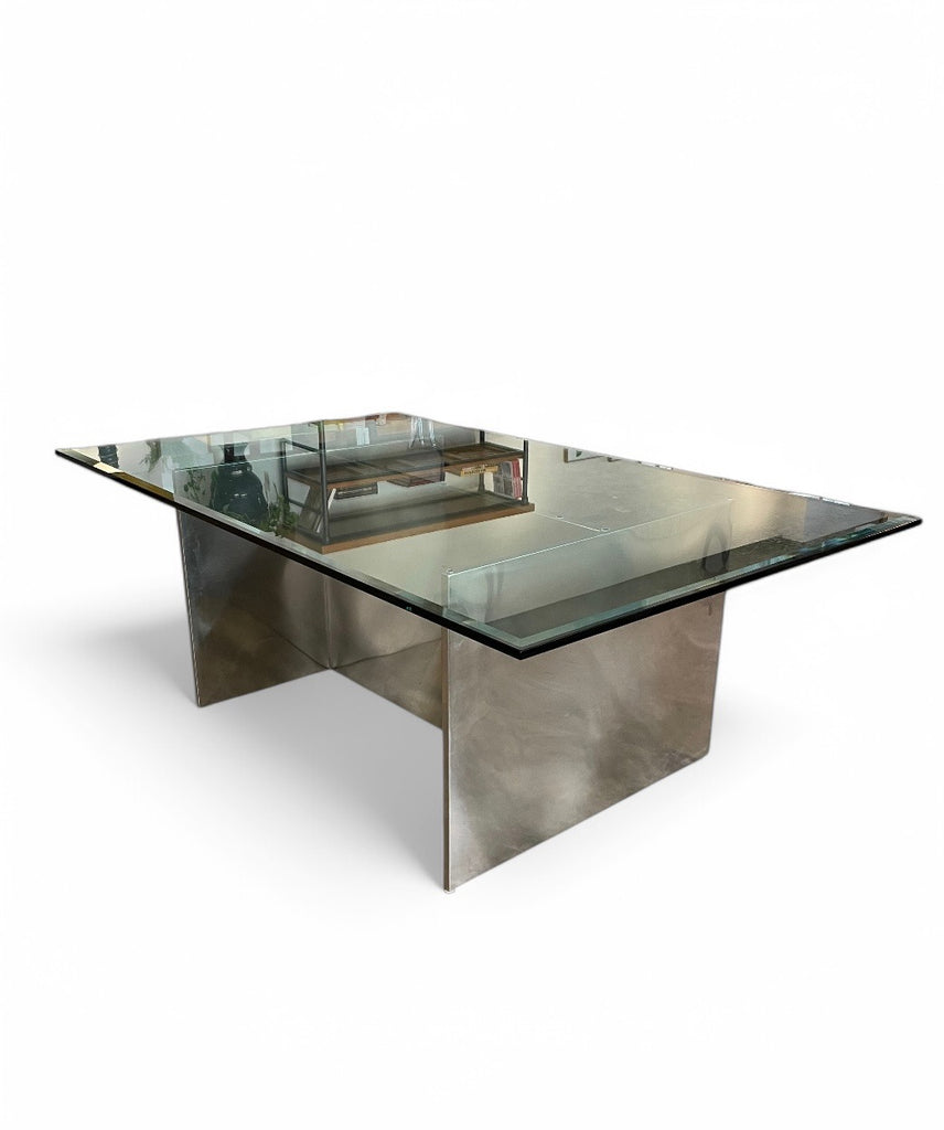 Aluminum and Glass Vintage Table