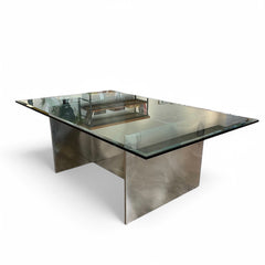 Aluminum and Glass Vintage Table