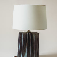 Handmade Ceramic Fin Blade Table Lamp with Patinaed Finish
