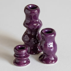 FOUND Collection Handmade Ceramic Candlestick Purple
