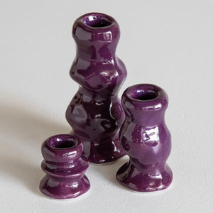 Handmade Ceramic Candlestick Purple