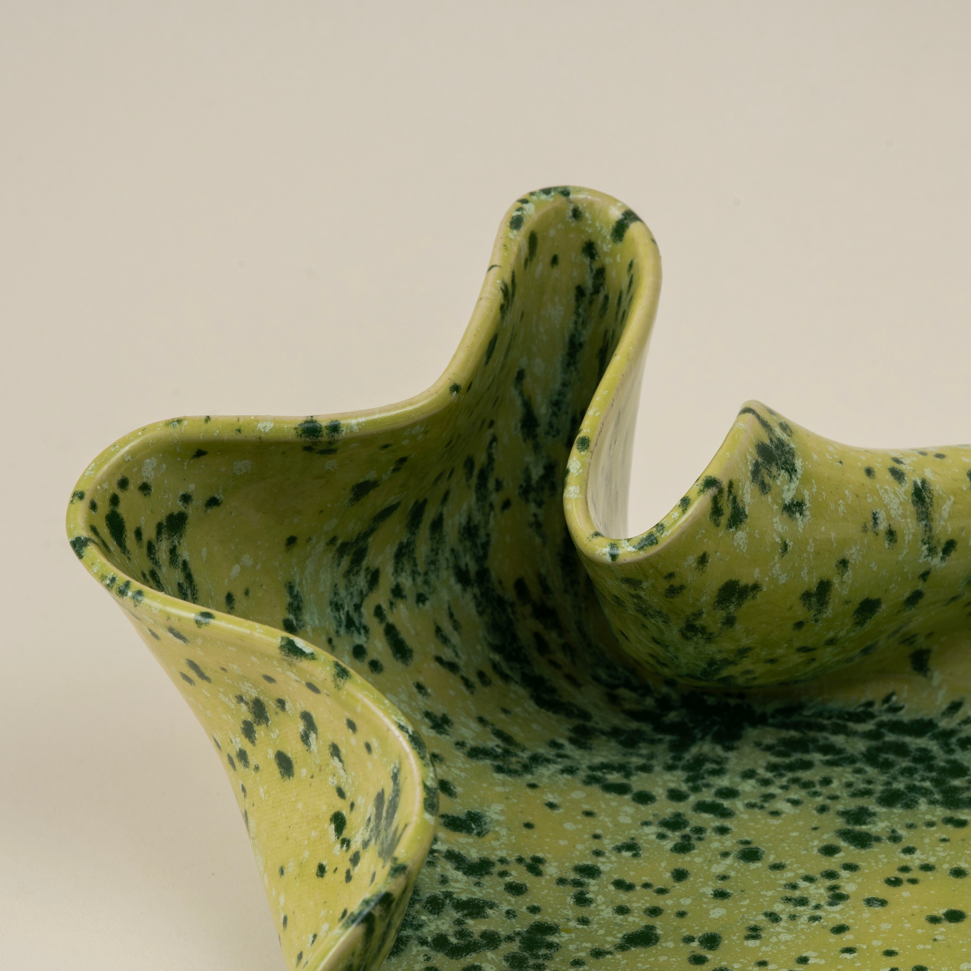 Handmade Ceramic Wave Tray in a Lime Shower Speckled Finish – FOUND