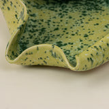 Handmade Ceramic Wave Tray in a Lime Shower Speckled Finish