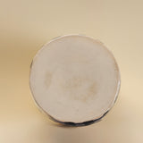 Short Stoneware Black and White Line Side Table