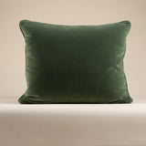 Vintage Rectangular Needlepoint Pillow with Sage Green Velvet Backing
