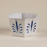 Large Hexagonal Blue & White Vase