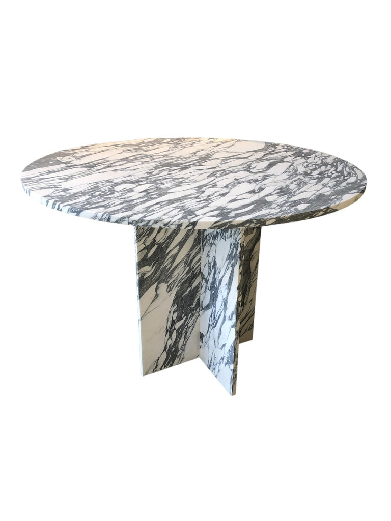 Round Honed Arabascata Marble Entry Table