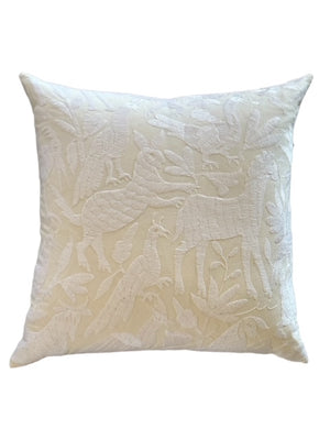 White Otomi Embroidered Pillow
