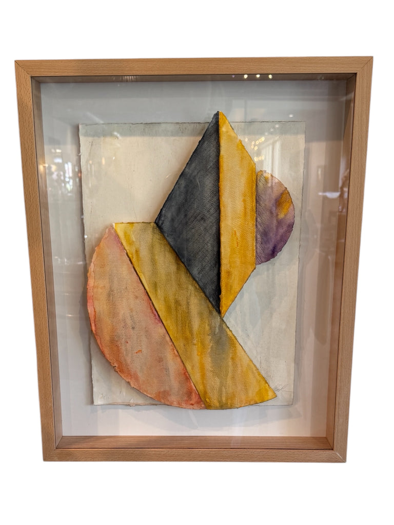 Layered Geometrical Orange, Black, & Yellow Watercolor Collage