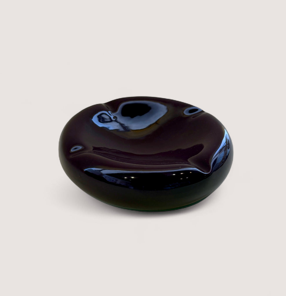 Large Concave Ceramic Cigar Bowl in Eggplant Finish