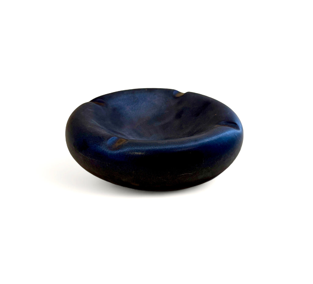 Large Concave Ceramic Cigar Bowl in Wrought Iron