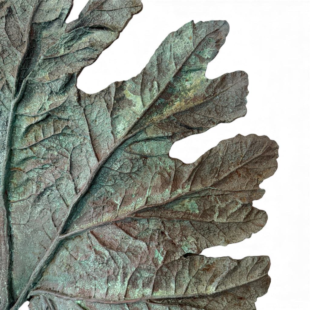 Gunnera Leaf Sculpture with Patinaed Copper Finish