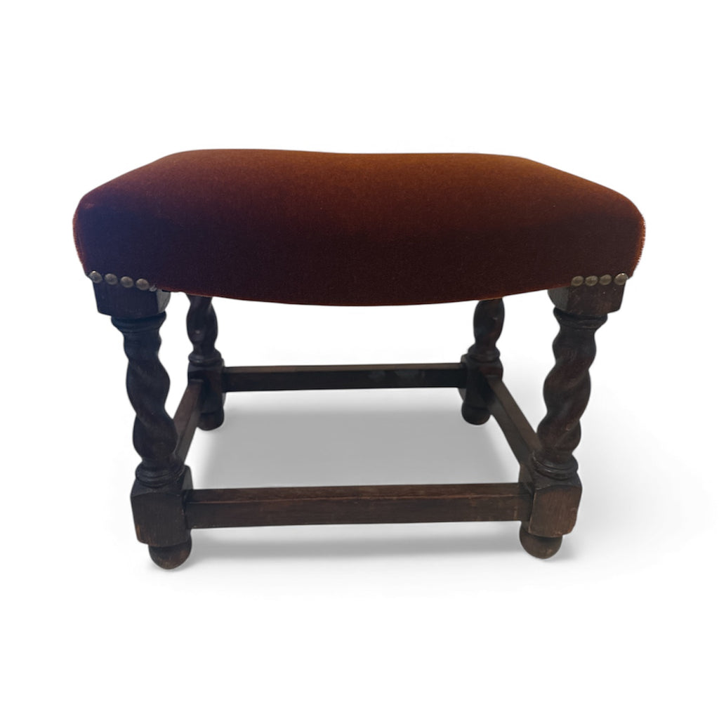 Petite Mahogany Stool with Twisted Legs
