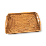 Rectangular Serving Tray Ottoman with High Handles