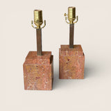 Pair of Marble lamps with lamp shades