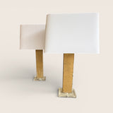 Pair of Gold Lamps on Acrylic Base. New Shade
