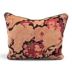 Vintage Rectangular Needlepoint Pillow with sage green velvet backing and piping.