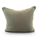 Vintage Rectangular Needlepoint Pillow with sage green velvet backing and piping.