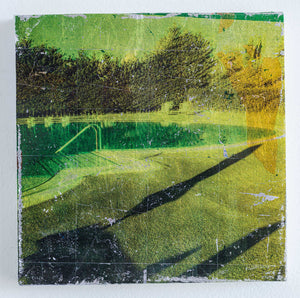 Silver and Ink Suspension on Board, Titled: Poolside