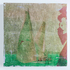 Silver and Ink Suspension on Board, Titled: Rock Sound