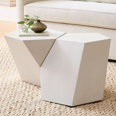 Pair of Scutoid Modular Coffee Tables in White