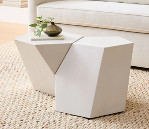 Pair of Scutoid Modular Coffee Tables in White