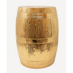 Medium Faux Bois Garden Stool, Gloss Gold Luster Finish