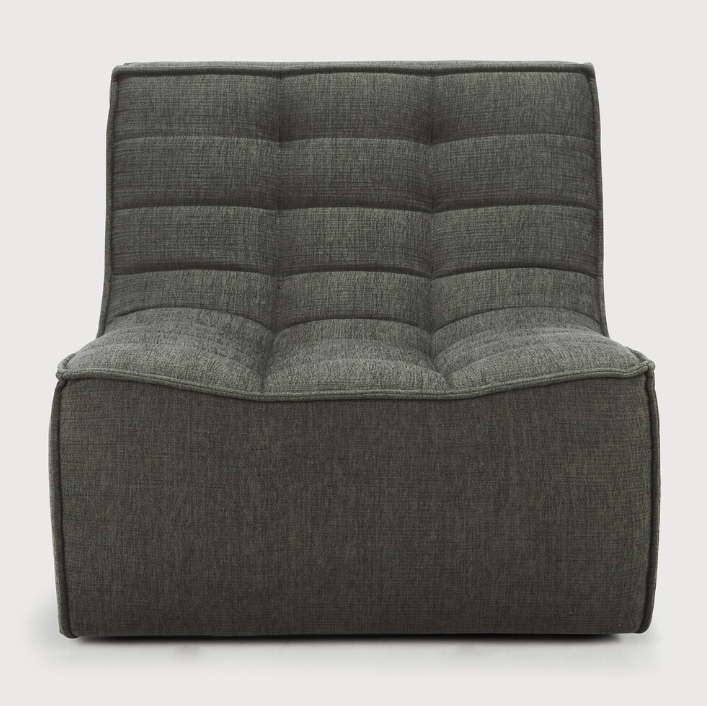 1-Seater N701 Modular Sofa in Eco Fabric Upholstery with Recycled Cotton in Moss