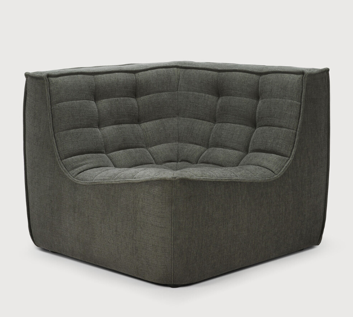 90° Square Corner N701 Modular Sofa in Eco Fabric Upholstery with Recycled Cotton in Moss