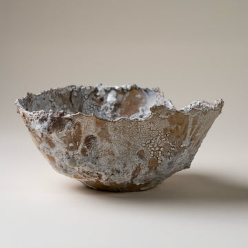 Large Brown Lichen Textured Bowl
