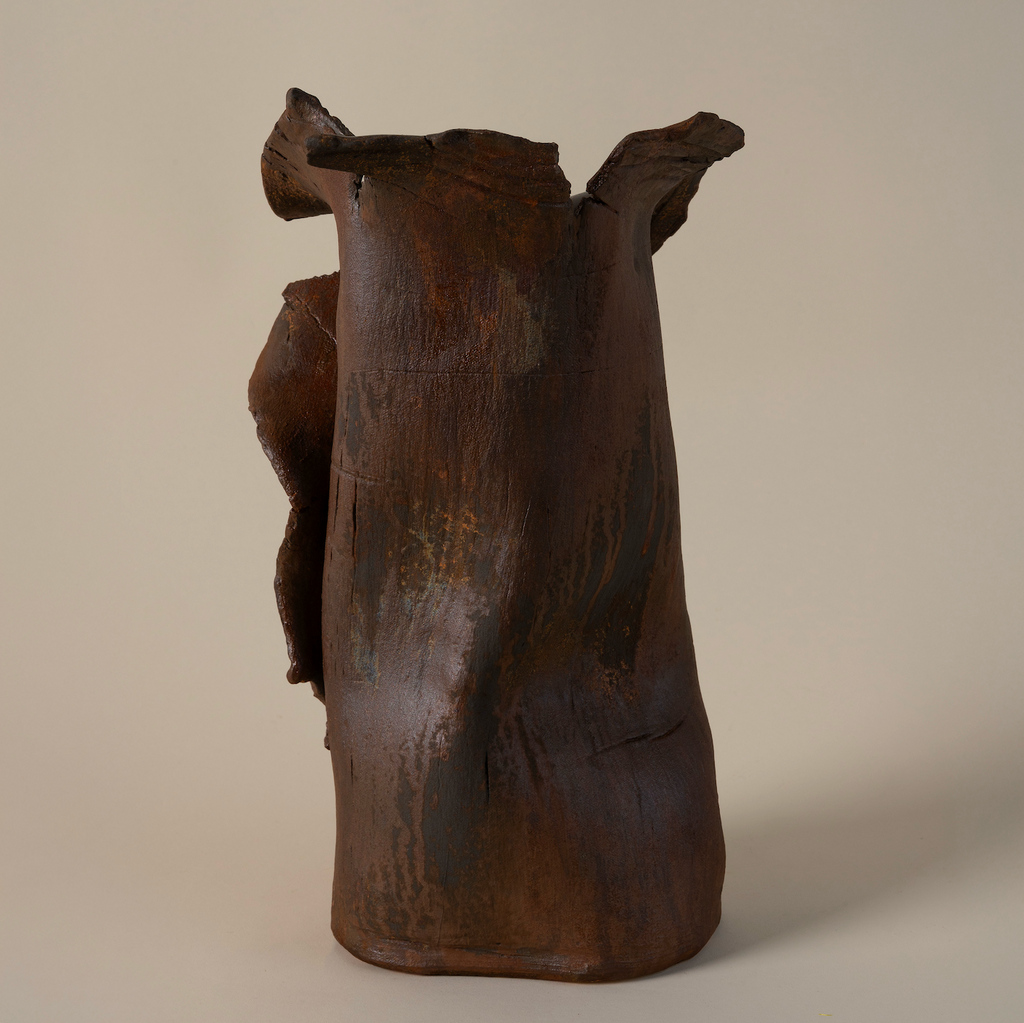 Handmade Ceramic Vase with Patinaed Iron Finish