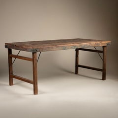 Wide Folding Table from Reclaimed Wood