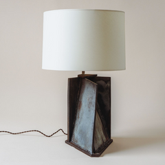 Handmade Ceramic Angular Lamp with Patinaed Finish