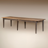French Directoire 6-leg table in Oak and Pine with Tapered Legs. 19th Century