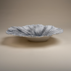 Cast Plaster Bowl in Black & White Striated Finish