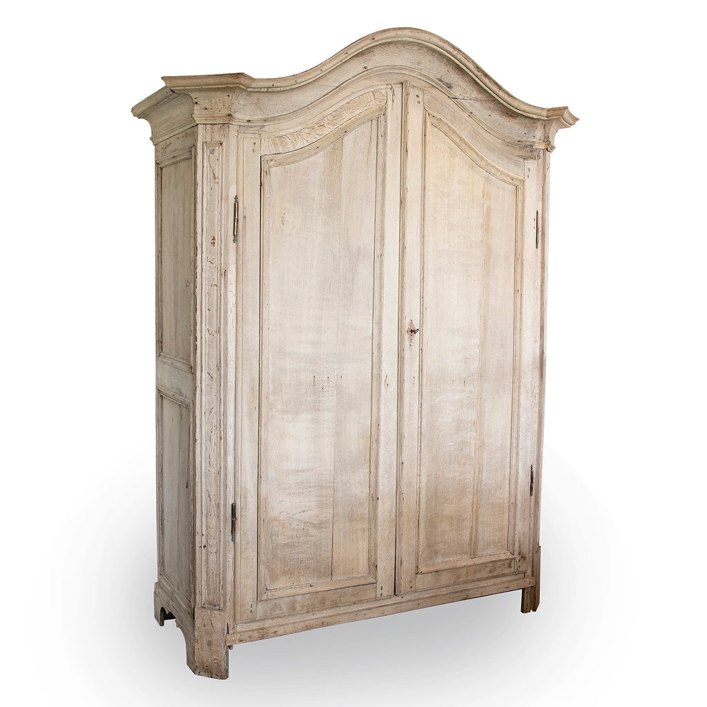 Bleached Oak Armoire with Three Interior Shelves