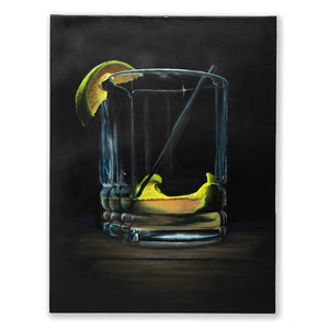 Oil on Canvas Still Life of Limes in Drinking Glass